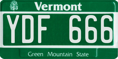 VT license plate YDF666