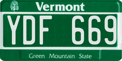 VT license plate YDF669