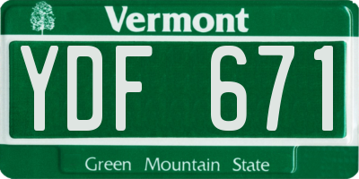 VT license plate YDF671