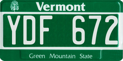 VT license plate YDF672