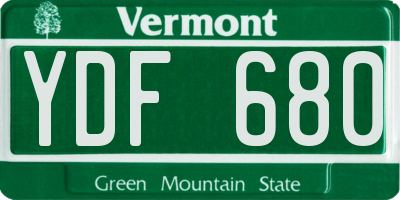 VT license plate YDF680
