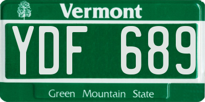 VT license plate YDF689