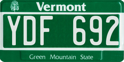 VT license plate YDF692