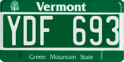 VT license plate YDF693