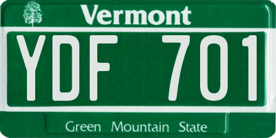 VT license plate YDF701