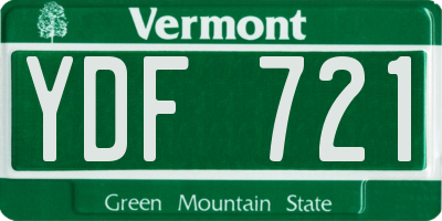 VT license plate YDF721