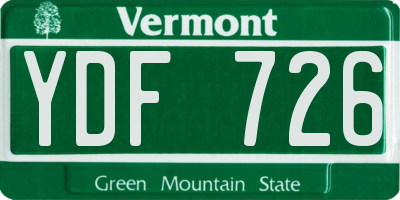 VT license plate YDF726
