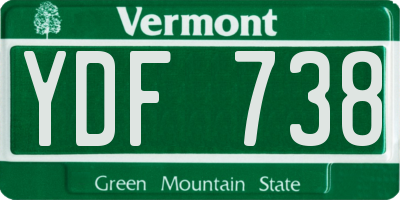 VT license plate YDF738