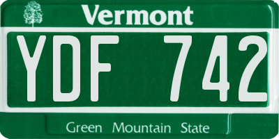 VT license plate YDF742