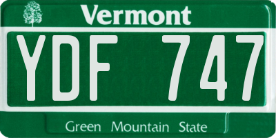 VT license plate YDF747