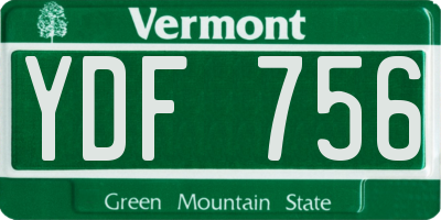 VT license plate YDF756