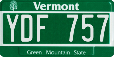 VT license plate YDF757