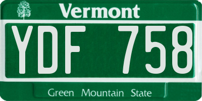 VT license plate YDF758