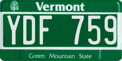 VT license plate YDF759