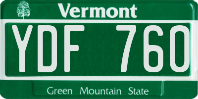 VT license plate YDF760