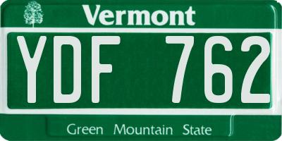 VT license plate YDF762