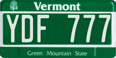 VT license plate YDF777