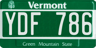 VT license plate YDF786