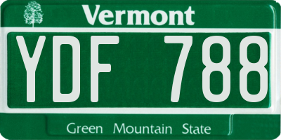 VT license plate YDF788