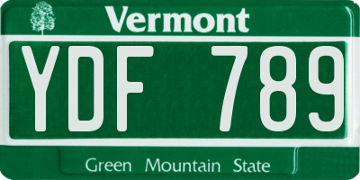 VT license plate YDF789