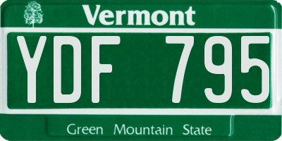 VT license plate YDF795