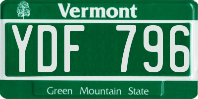 VT license plate YDF796