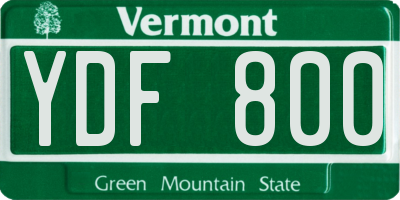 VT license plate YDF800