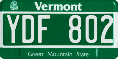 VT license plate YDF802