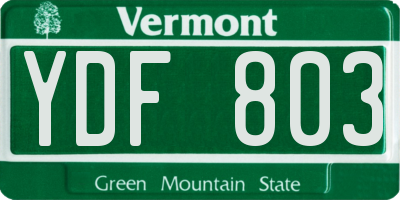 VT license plate YDF803