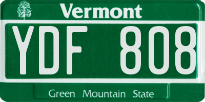 VT license plate YDF808