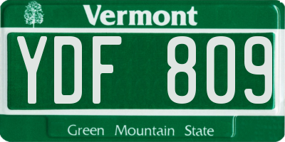 VT license plate YDF809
