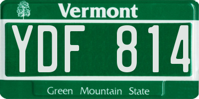 VT license plate YDF814