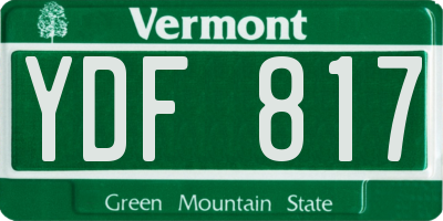 VT license plate YDF817