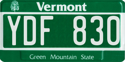 VT license plate YDF830