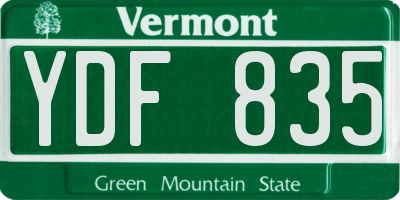 VT license plate YDF835