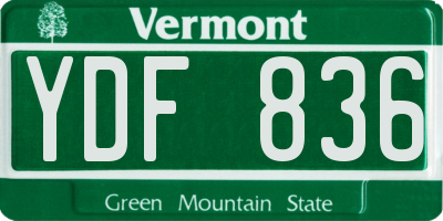 VT license plate YDF836
