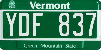VT license plate YDF837