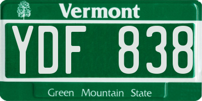 VT license plate YDF838