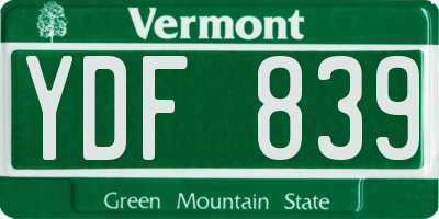 VT license plate YDF839