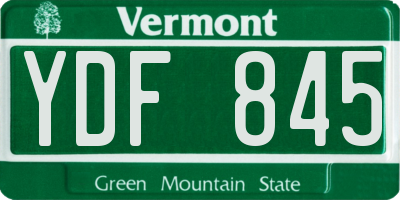 VT license plate YDF845