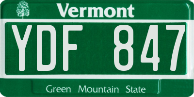 VT license plate YDF847
