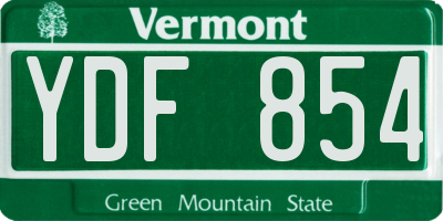 VT license plate YDF854