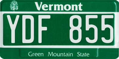 VT license plate YDF855