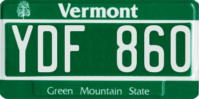 VT license plate YDF860