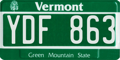 VT license plate YDF863