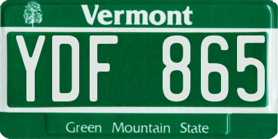 VT license plate YDF865