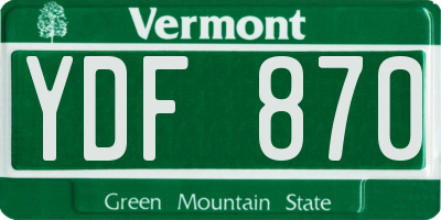 VT license plate YDF870