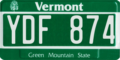 VT license plate YDF874