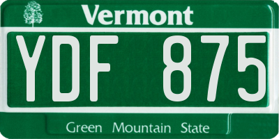 VT license plate YDF875
