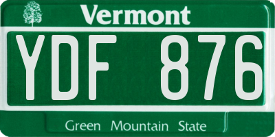 VT license plate YDF876